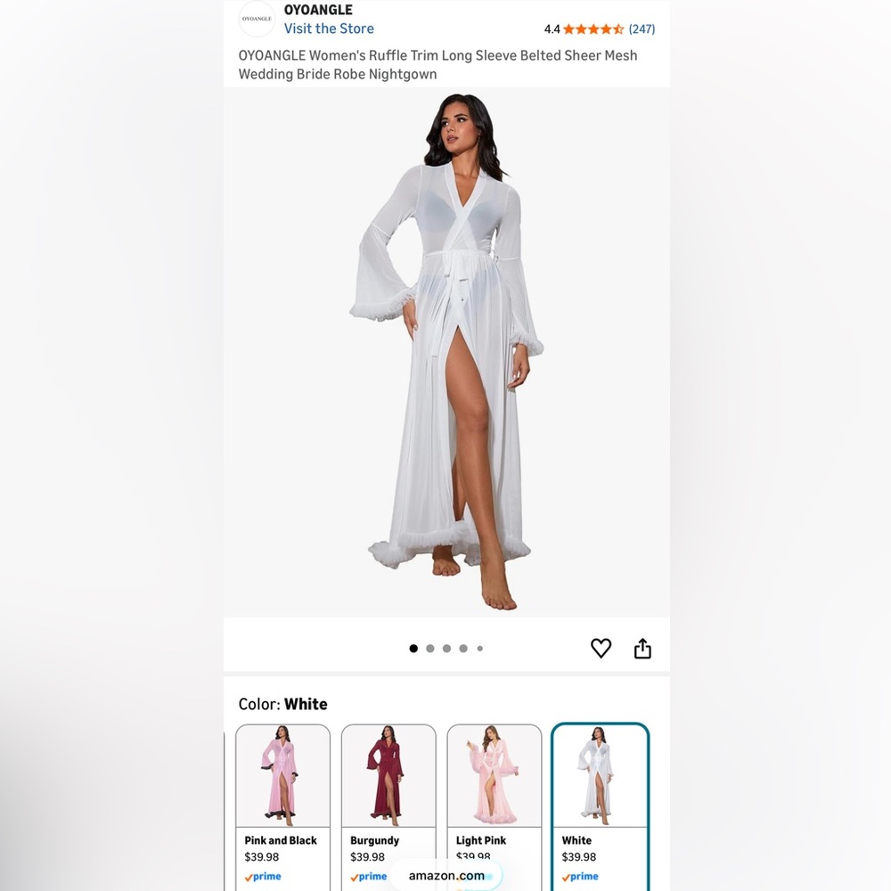 Bridal Ruffle Trim Mesh Robe